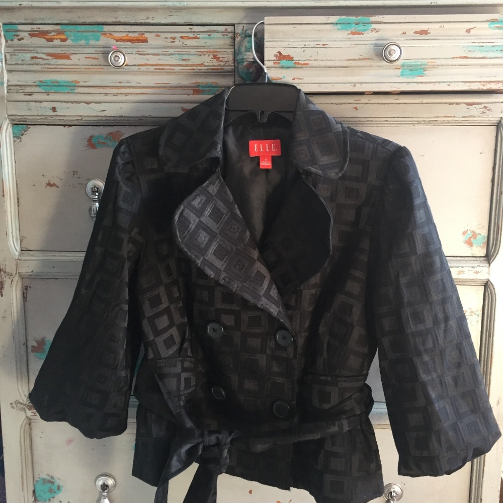Elle Woven Black Jacket with Peplum